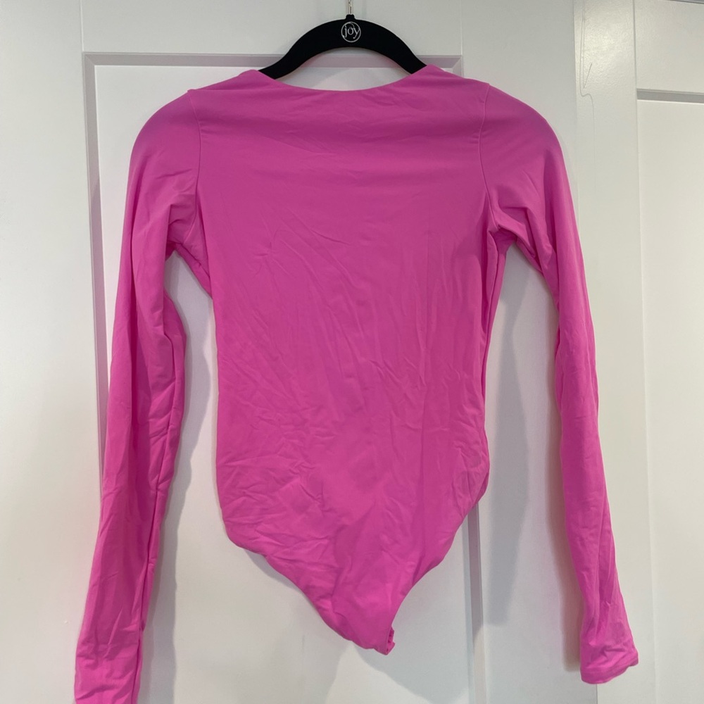 SKIMS Vibrant Pink Long Sleeve Bodysuit